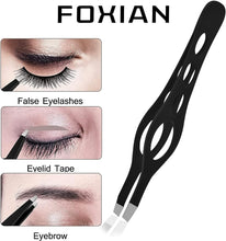 Foxian Eyebrow Tweezers for Facial Hair Women Stainless Steel Straight & Slanted Tips for Accurate & Precise Grooming of Eyebrows Professional Tweezers for Men