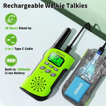 AWANFI Walkie Talkies for Kids Rechargeable, Long Range Walkie-Talkie with Li-Ion Battery, 2 Way Radios, Walky Talky with Flashlight,VOX,USB-C Cable, for Outdoor Camping, Kids Toy for 3-12 Years Old
