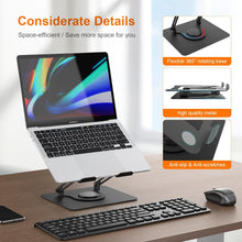 GRIFEMA Laptop Stand for Desk, Foldable Laptop Riser with 360 Swivel Base, Adjustable Height & Angle, Ventilated Computer Stand Compatible with MacBook Air/Pro, Dell, and 11-17.3" Laptops - Black