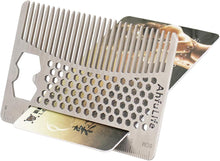 Metal Hair&Beard Comb - AhfuLife EDC Credit Card Size Comb Perfect for Wallet and Pocket - Anti-Static Dual Action Beard Comb (Stainless Steel CombMultifunctional)