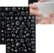 JMEOWIO 9 Sheets Moon Star Nail Art Stickers Decals Self-Adhesive Marble Nail Supplies Nail Art Design Decoration Accessories