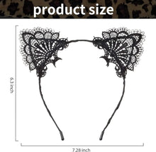 2Pcs Black Lace Cat Ears Headband,halloween Not easy to drop Soft Lace Kitty Ears Headbands,Exquisite Sweet Sexy Women Hair Accessories for Women Girls catwoman bat fox Fancy Dress headwear hairband.