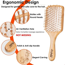 Hair Brush, Eco-Friendly Natural Wooden Bamboo Paddle Hairbrush for Long Short Curly Thick Thin Hair for Men Women Kids, Massaging Scalp, Reducing Tangle & Hair Breakage, Promoting Hair Growth