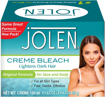 Jolen Crme Bleach Lightens Dark Hair. Original Formula for Face and Body Hair. 125ml