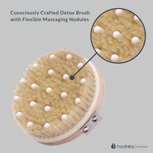 Hydrea London Body Brush - Combination Detox Wet & Dry Cellulite Massager with Natural Bristle & Flexible Rubber Nodules - Lymphatic Drainage Exfoliator & Shower Body Scrubber for Smoother Complexion