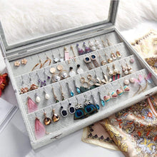 BIENSER Earrings Organiser, Velvet Clear Lid Earring Holder & 40 Pairs Earrings Storage Box, Jewellery Boxes Display Showcase Case Lockable, Dustproof, 13.14"(L) X 9.18"(W)