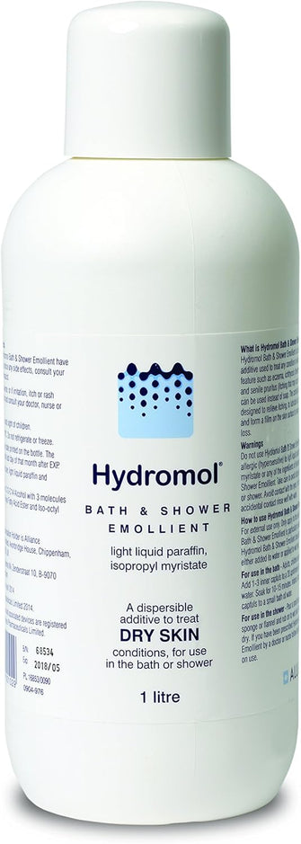 Hydromol Bath and Shower Emollient, 1 Litre, for The Management of Eczema, Dermatitis, Psoriasis and Other Dry Skin Conditions