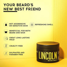 Lincoln Premium Beard Balm for Men - Beard Moisturiser for Men w/Coconut Balm & Shea Moisture Beard Balm, Ideal Face Moisturiser for Men & Beard Growth Balm, Alternative to Beard Oil & Beard Wax 100g