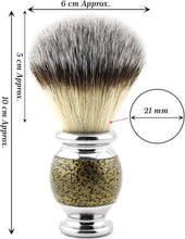 Haryali London Shaving Kit - 5 Pc Antique Shaving Kit - Double Edge Safety Razor - Silver tip Synthetic Shaving Brush - Shaving Bowl - Shaving Soap - Alum - Gold Color Shaving Set as Gift Set