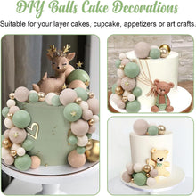 LARDUX 45 PCS Ball Cake Toppers - Baking Cake Decorations DIY Mini Balloon Cupcake Insert for Birthday Party Baby Shower Wedding - Green Brown