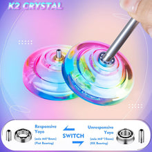 MAGICYOYO Responsive Yoyo for Kids, Professional Dual Purpose Yoyo for Advanced, Crystal Gradient Yoyo K2 with Replacement Unresponsive Yoyo Bearing+ 12 Yoyo Strings + Yo Yo Bag + Removing Tool +Axle