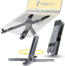 FoldWise X Laptop Stand for Desk - 100% Aluminum, 360 Rotating Base, Foldable, Adjustable Height & Angles Laptop Riser - Sturdy & Portable MacBook Stand, Computer Holder for 11-18