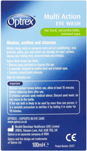 Optrex Multi Action Eye Wash, For Tired, Uncomfortable & Irritated Eyes, 100ml each, Washes, Soothes & Cleanses, Contains Natural Plant Extracts, With Flexiseal Eye Bath