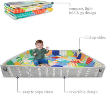 Infantino - Foldable Soft Foam Mat - Baby Play Mat - Extra Large - Double-Sided Cushioned Portable - Fold-Up Sides - Non Slip Crawling - Infants & Toddlers - Multicolor