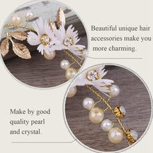 Flower Bridal Hair Vines Crystal Pearl Wedding Hair Accessories Handmade Headpieces Bridal Headband Tiara for Women Girls Bridesmaid and Flowergirls Bohemian Hair Piece Hair Bands