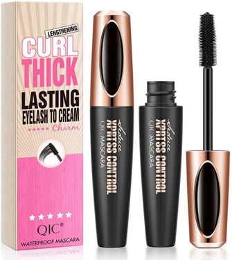 Mascara Black,4D Silk Fiber Eyelash Mascara,Mascara Black Volume and Length WaterproofFalse Lash Effect Mascara, Extra Long Lash Mascara,Lengthening Mascara Black,Maskara,Waterproof Mascara Black