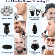 Head Shavers for Men, CestMall 6 in 1 Electric Razor Waterproof Wet Dry Cordless Grooming Kit with Beard Clippers Nose Trimmer, 9D Floating Rechargeable Head Shavers for Bald Men Face Shaver Gift