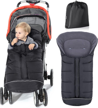 Orzbow Universal Footmuff for Pushchair,Winter Cosy Toes for Pram Liner,Waterproof Windproof Warm Polar Fleece Lined for Newborn Stroller (Black)