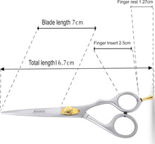 Hair-Cutting Scissor, Hairdressing Hair-Cutting Barber Salon Home Shears for Mustache and Beard Grooming Hair. Hairdresser Styling Thinning Trimming Cutting Scissors 6", Scissor Hair