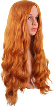 MapofBeauty 28 Inch/70 cm Long Wavy Middle Part with No Bangs Synthetic Fiber Curly Fashion Women Party Cosplay Wig (Orange)