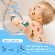 20 Sheets Temporary Tattoo for Kids 200+ Pcs Waterproof Mixed Style Fake Tattoos Stickers Cute Ocean Creatures Animals Stick on Tattoo for Children Girls Boys Birthday Party Supplies Gifts Bag Filler