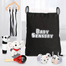 Joyreal Baby Sensory Toys, 13 Pcs Black and White Sensory Toys 0-6 Months, Foil Blanket, Sensory Cards, Baby Rattles, Ribbon Ring, Scarf, Maracas, Newborn Toys Baby Sensory Box Gifts