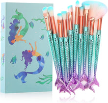 Makeup Brushes, Tenmon 10 Pieces Mermaid Style Eye Brushes Sets Suitable for Concealer Eye Shadow Powder Blush Liquid Foundation Advanced Mixed Contour Makeup Brush Kits