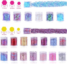 200g Festival Glitter, Cridoz 20 Colors Eye Face Hair Glitter for Body Chunky Craft Glitter Makeup Cosmetic Face Painting Nails Art