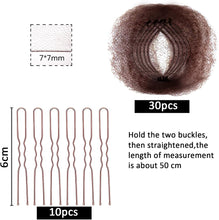 30Pcs Invisible Hair Net for Woman, Hair Nets for Women Buns, Invisible Elastic Edge Mesh and 20Pcs U Shaped Pins Set for Women Girls Ballet Dance (Brown)