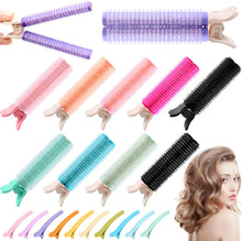 10 Pcs Volume Hair Clips, VEGCOO Velcro Hair Clips Volumizing Hair Clips with 10 Pcs Hair Sectioning Clips, Portable Curler Hair Clips Hair Root Clips for Women Girls DIY Curly Hair Styling Tools