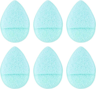 6Pcs Face Cleaning Puff Droplet Flat Puff Wet Dry Cleaning Puff Makeup Remover Sponge Reusable Facial Exfoliating Puff for Makeup Remover, Facial Cleansing(Blue)