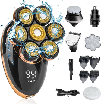 Head Shavers for Men 7D, Bald Men Electric Shavers PX7 Water-Resistant, Head Shavers for Men Rechargeable 5-in-1 Grooming Kit with Beard Hair Clipper