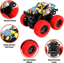 m zimoon Monster Truck, Pull Back Vehicles Friction Cars 360 Degree Rotating Inertia Car Toys for Boys Girls Toddler(2pcs, Red Yellow)