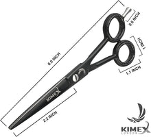 KIMEX LONDON Professional Hairdressing Scissors - Sharp Blade Barber Scissors - Stainless Steel Hair Scissors - Round Tip Hairdresser Scissor with Leather Cover - 6 inch Hair Shears (Black)