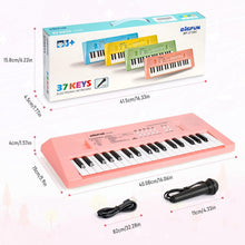 Docam Kids Piano Keyboard, 37 Keys Piano for Kids Music Piano with Microphone Portable Multi-Function Electronic Keyboards Educational Musical Gift Toys for 3 4 5 6 Year Old Girls Boys (Pink)