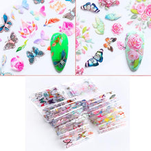 Kalolary 10 Sheets Butterfly Nail Art Foil Transfer Stickers Decals Flower Nail Foil Adhesive Stickers Starry Sky Manicure Transfer Tips Nail Art DIY Decoration Accessories Kit for Women