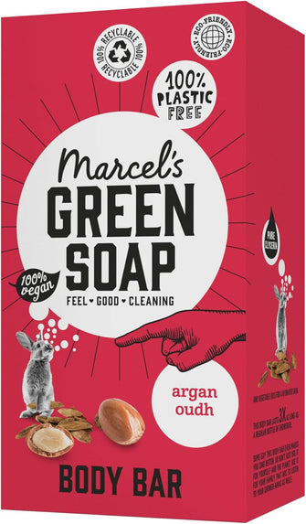 Marcel's Green Soap - Body Bar Argan & Oudh - Saves 3 bottles of regular Shower Gel - 100% Eco friendly - 100% Vegan - 97% Biodegradable - 150 G