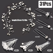 30 pcs Crystal Flower Hair Pin and 1 Pearl Crystal Headband Bridal Flower Crystal Rhinestone U Shaped Hair Pins Wedding Hair Accessories Pearl Flower Hairpins Accessory Everyday Wear Women Girls