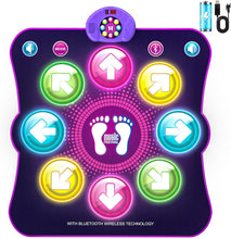Dance Mat Toys for Girls, Light Up Dance Pad Gifts for 3 4 5 6 7 8 9 10+ Year Old Kids, Music Dance Play Mat with 8 Arrows & Wireless Bluetooth, Rechargeable Battery, Christmas Birthday Gifts