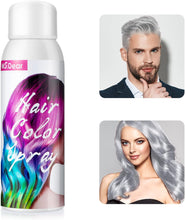 Hair Colour Spray, Grey White Temporary Coloured Hair Spray One Time Hair Dye Hairspray, Hurtless, Fast Dyeing, Easy Wash Out for Party, Fancy, Cosplay, Halloween, Suitable for Kids Adults-100ml