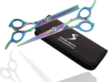 KATX Hairdressing Cutting Scissors and Thinning Barber Scissors Set (6.0") with Leather Case (Titanium Barber Set 6.5")