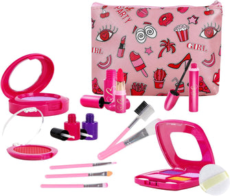 Goodream Girl Gifts Pretend Play Makeup Toys Beauty Set for Toddler Little Girls Age 3 4 5 6-8 Kids Your Princess Niece Granddaughter Birthday Valentine's Day Christmas (Fake Cosmetic 15pcs Kits)