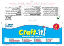 Baker Ross AF994 Flower Paint Plastic Palettes with 7 Wells for Painting and Children's Arts and Crafts Projects (Pack of 3), White, 17cm