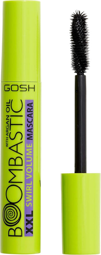 GOSH Boombastic Swirl Mascara with Argan Oil and Bamboo Extract for Care, Swing and XXL Volume Precisely Defined Extra Long Eyelashes without Clumps Fragrance- Mascara  001 Black