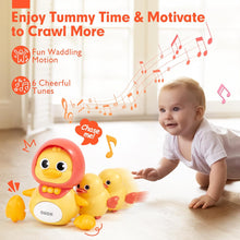 hahaland Baby Crawling Duck Toy Baby Toys for 0-6 Months 1 Year Old Boys Girls, Musical Light Interaction Walking Tummy Time Sensory Toys Sound Toys with Lullabies Birthday Present Gifts