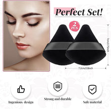 Patelai 2 Pcs Powder Puff Makeup Triangle Soft Sponge Reusable Sponges with Strap for Loose Cosmetic Foundation Wet Dry (Black)