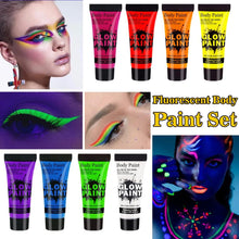 Neon Face Paint Body Fluorescent, Neon Paint Set, 8 x 10ml UV Paint Makeup, Suitable for Halloween, Carnival, Birthday Party