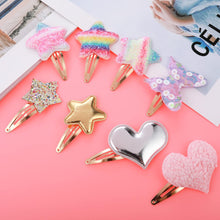 Lusofie 8 Pairs Girls Hair Clips, Sparkly Metal Snap Hair Clips Star/Crown/Heart/Butterfly Sequins Cute Snap Hair Clips for Girls Kids