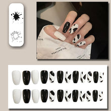 False Nails Press on Nails,Waterproof and Disassembly Black and White Cow Colour Wear Fake Nails Art Patches, Full Cover Stick on Nails For Women and Girls Daily Decoration, 24Pcs