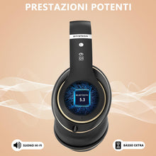 Rebocico Bluetooth Headphones Over Ear, 6 EQ Modes Wireless Headphones Over Ear,65 Hours Playtime Foldable Lightweight Wireless Headphones,with Built-in HD Mic, FM, SD/TF for PC/HomeBlack & Gold